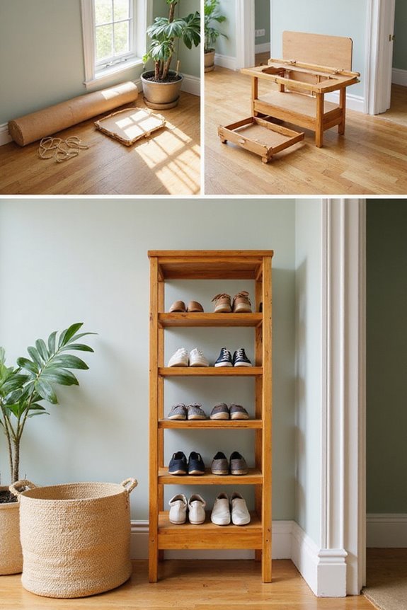 assembling bamboo shoe racks