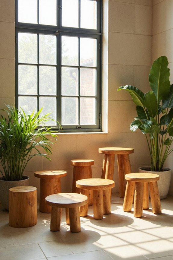 stylish and functional bamboo stools