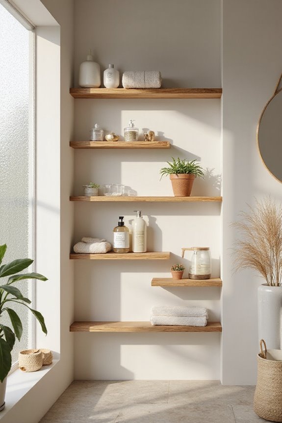 stylish bamboo bathroom shelves