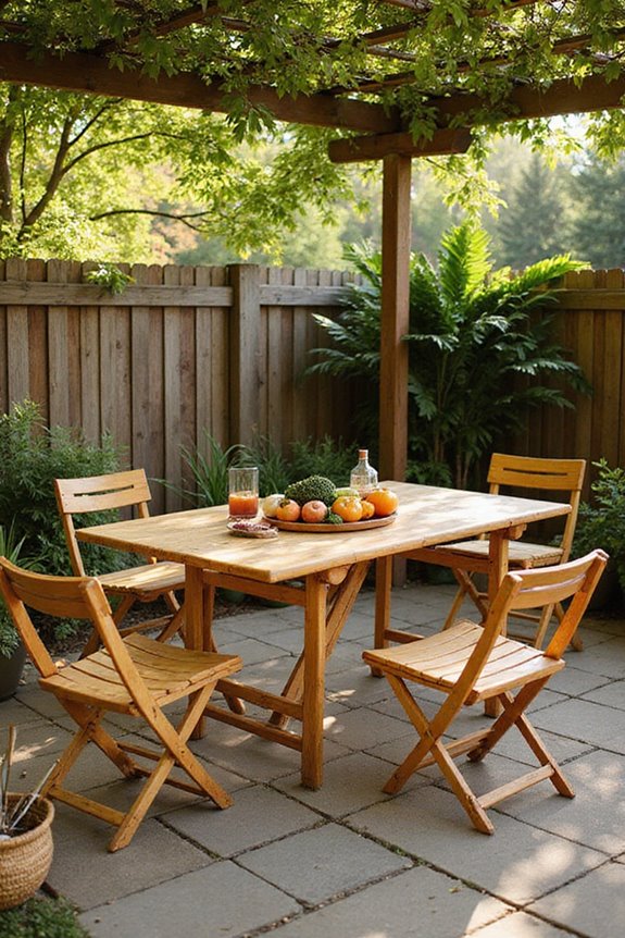 utilize folding bamboo tables